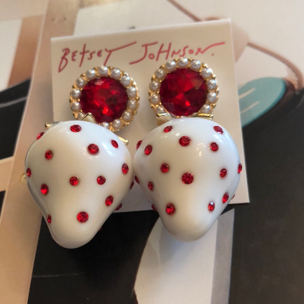 Authentic Betsy Johnson Strawberry Earrings. New with tag.